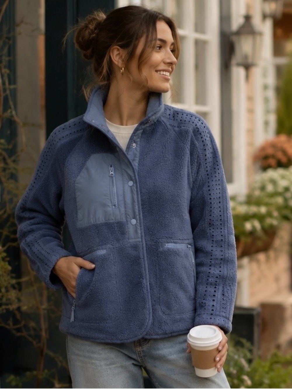Amalli Talli Juniper Tall Eyelet Fleece Jacket – Medium